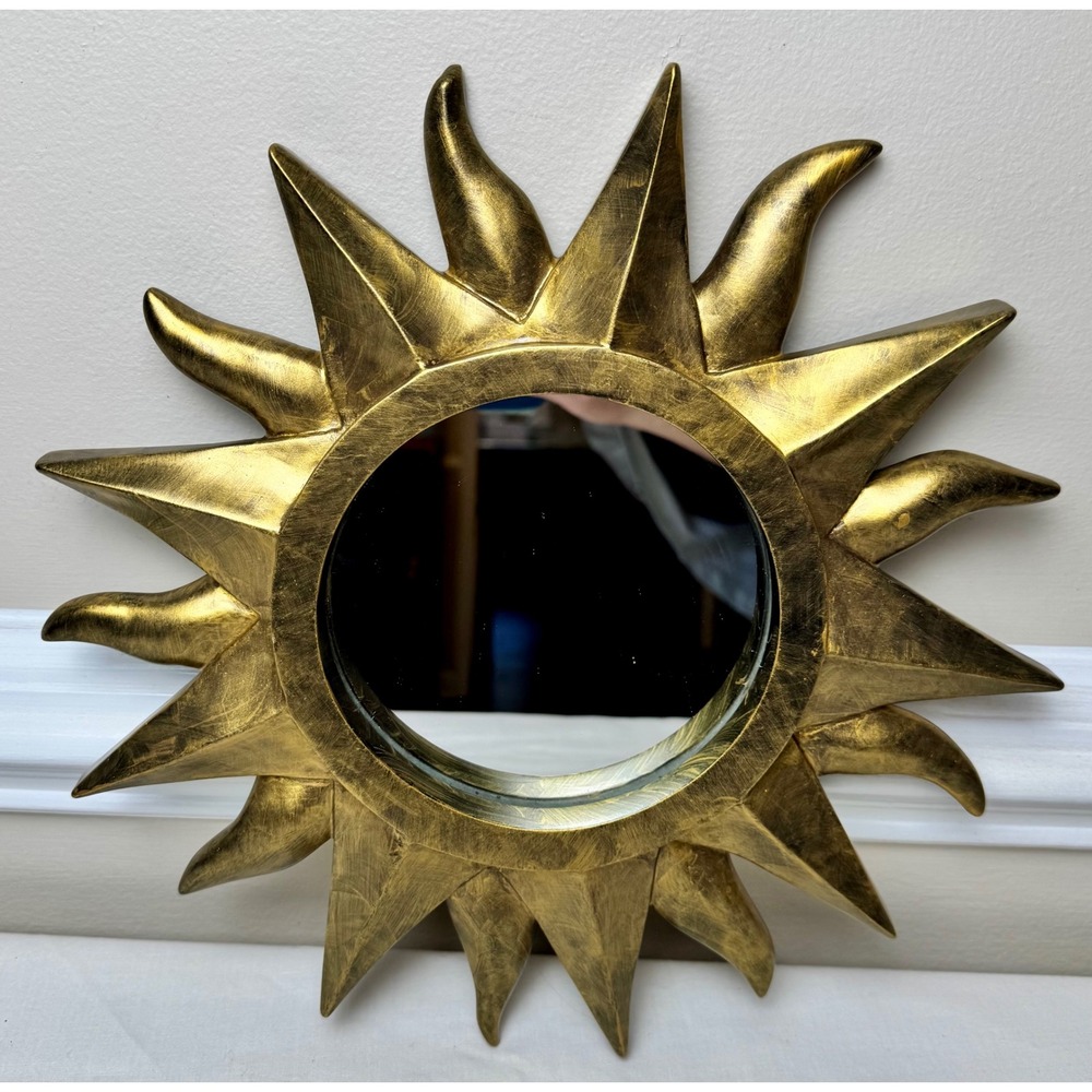 Vintage Celestial Gold Sunburst Wall Mirror Sun Ray Wimsigoth Boho Witchy Decor
